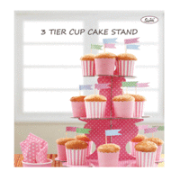3 Tier Cupcake Stand - Pink With White Polkadots