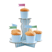 2 Tier Mini Cupcake Stand - Pastel Blue Stripe