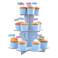 3 Tier Cupcake Stand - Pastel Blue Stripe