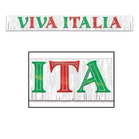 "Viva Italia" Metallic Glittered Fringed Banner