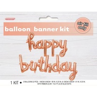 "happy birthday" Foil Balloon Air Fill Banner - Rose Gold