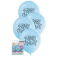 Baby Shower Blue Latex Balloons - Pk 8