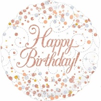 Sparkling Fizz Rose Gold Happy Birthday Foil Balloon - 18cm