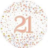 Sparkling Fizz Rose Gold 21 Foil Balloon - 18cm