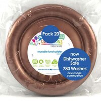 REUSABLE Rose Gold Plastic Lunch Plates (18cm) - Pk 20
