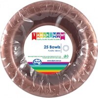 REUSABLE Rose Gold Plastic Bowls (180 mm) - Pk 20
