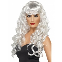 Long Curly White Siren Wig