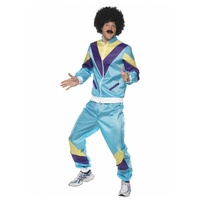 80's Blue Shell Suit Costume - Large