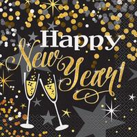 Glittering New Year Lunch Napkins - Pk 16