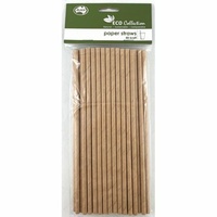 Paper Eco Kraft Straws (205x6mm) - Pk 40