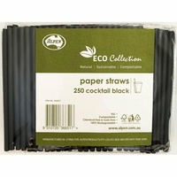 Paper Cocktail Straws - Black - Pk 250