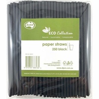 Eco Black Paper Straws - Pack of 250
