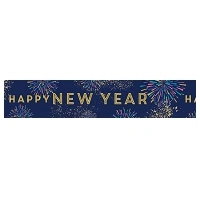 Navy Blue &amp; Gold "Happy New Year" Foil Banner (1.8m)