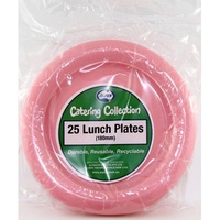 Reusable Light Pink Plastic Lunch Plates (180 mm) - Pk 20