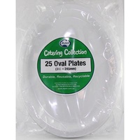 Reusable White Plastic Oval Plates (315 x 245 mm) - Pk 20