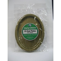 Reusable Gold Plastic Oval Plates (315 x 245 mm) - Pk 20