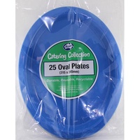 Reusable Royal Blue Plastic Oval Plates (315 x 245 mm) - Pk 20