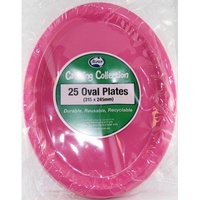 Reusable Magenta Plastic Oval Plates (315 x 245 mm) - Pk 20