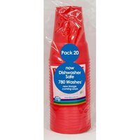 REUSABLE Red Plastic Cups (285ml) - Pk 20