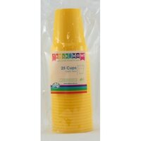 REUSABLE Yellow Plastic Cups (285ml) - Pk 20