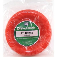 Reusable Orange Plastic Bowls (180 mm) - Pk 20
