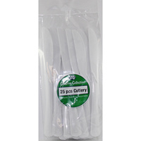 Reusable White Plastic Knives - Pk 20