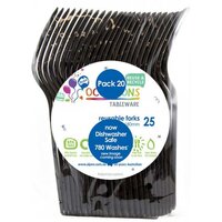 Reusable Black Plastic Forks – Pack 20