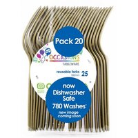 REUSABLE Gold Plastic Forks - Pk 20