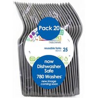 REUSABLE Silver Plastic Forks - Pk 20