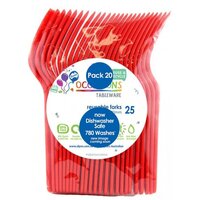 REUSABLE Red Plastic Forks - Pk 20