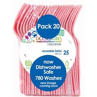 REUSABLE Light Pink Plastic Forks - Pk 20