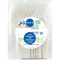 REUSABLE White Plastic Forks - Pk 20