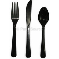 Reusable Black Plastic Knives - Pk 20