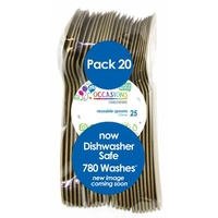 Reusable Gold Plastic Spoons - Pk 20