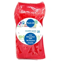 Reusable Red Plastic Spoons - Pk 20