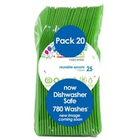 Reusable Lime Plastic Spoons - Pk 20