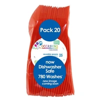 Reusable Orange Plastic Spoons - Pk 20