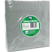 Silver Dinner Napkins 2 Ply -  Pack of 50