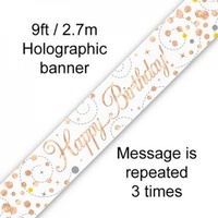 Sparkling Fizz Rose Gold Happy Birthday Banner - 2.7m