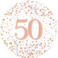 18" Sparkling Fizz Rose Gold 50 Foil Balloon