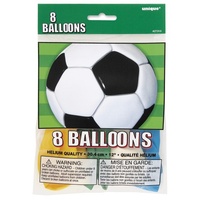 12" 3D Soccer Latex Balloons - Pk 8