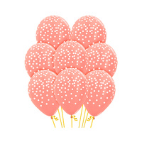 12" Metallic Rose Gold Confetti Latex Balloons - Pk 12*