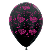 12" Metallic Black Hen's Night Latex Balloons - Pk 6