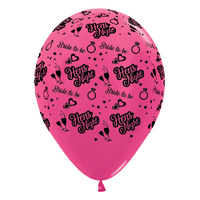 12" Metallic Pink Hen's Night Latex Balloons - Pk 6