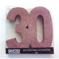 30th Birthday Foam Glitter Number Centrepiece - Rose Gold