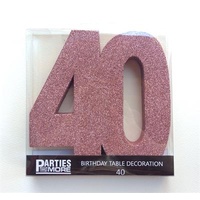 40th Birthday Foam Glitter Number Centrepiece - Rose Gold