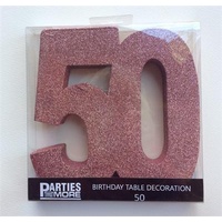 50th Birthday Foam Glitter Number Centrepiece - Rose Gold