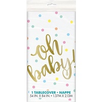 "Oh Baby" Pastel Dots Rectangle Plastic Tablecover (137x213cm)