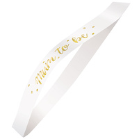 "Mum To Be" White & Gold Satin Sash