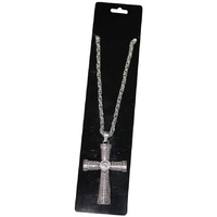 Heavy Metal Silver Cross Pendant with chain
